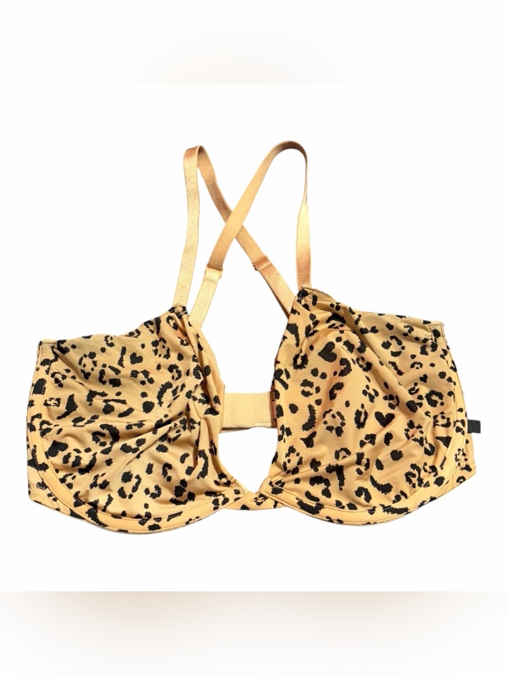 Victoria's Secret Unlined Demi Bra 34DD Convertible Leopard Print Unpadded Sexy